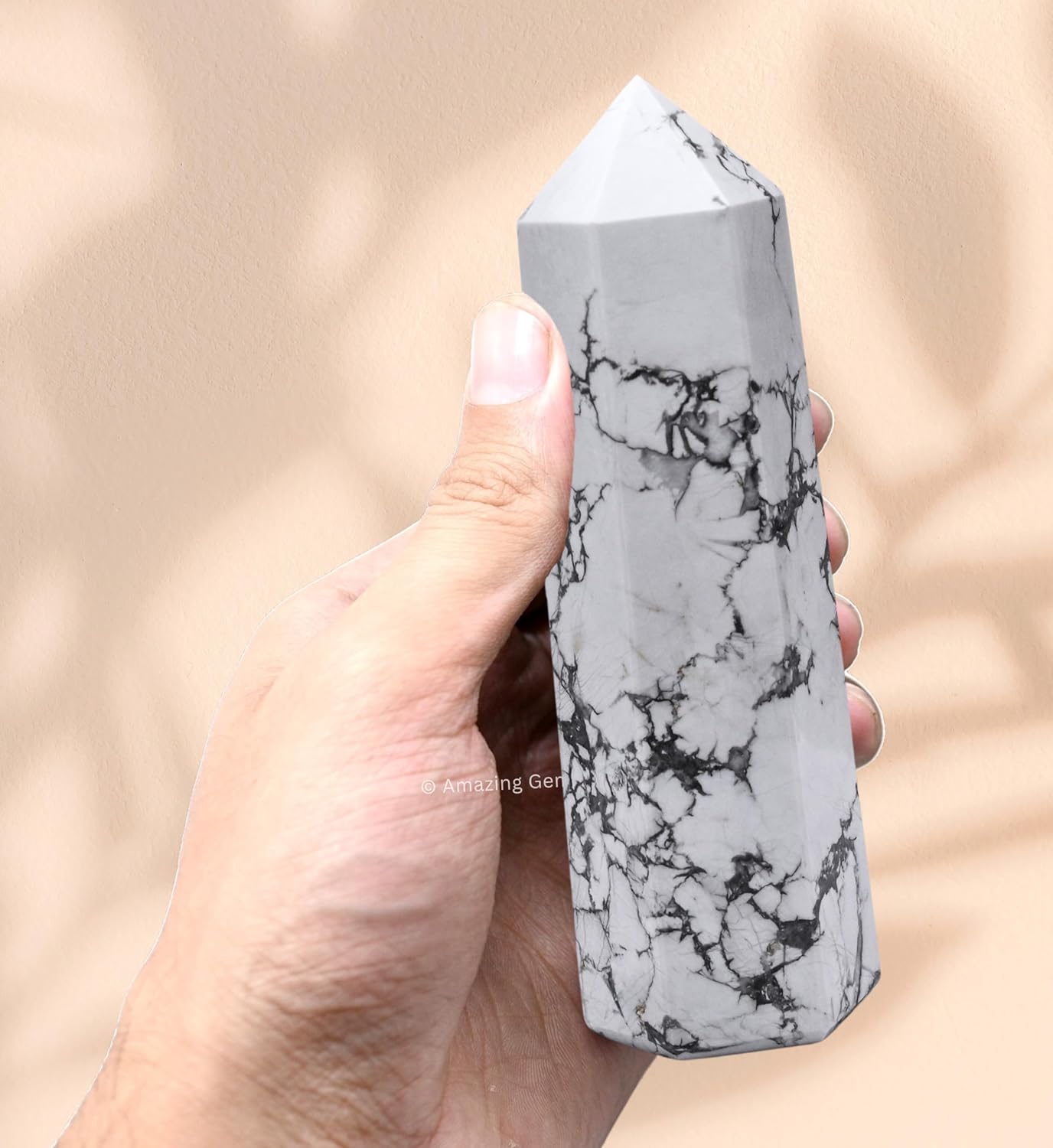 Amazing Gemstone Large Howlite Crystal Towers ~ Natural Healing Crystal Point Obelisk for Reiki Healing and Crystal Grid (5.5 to 6 INCH)