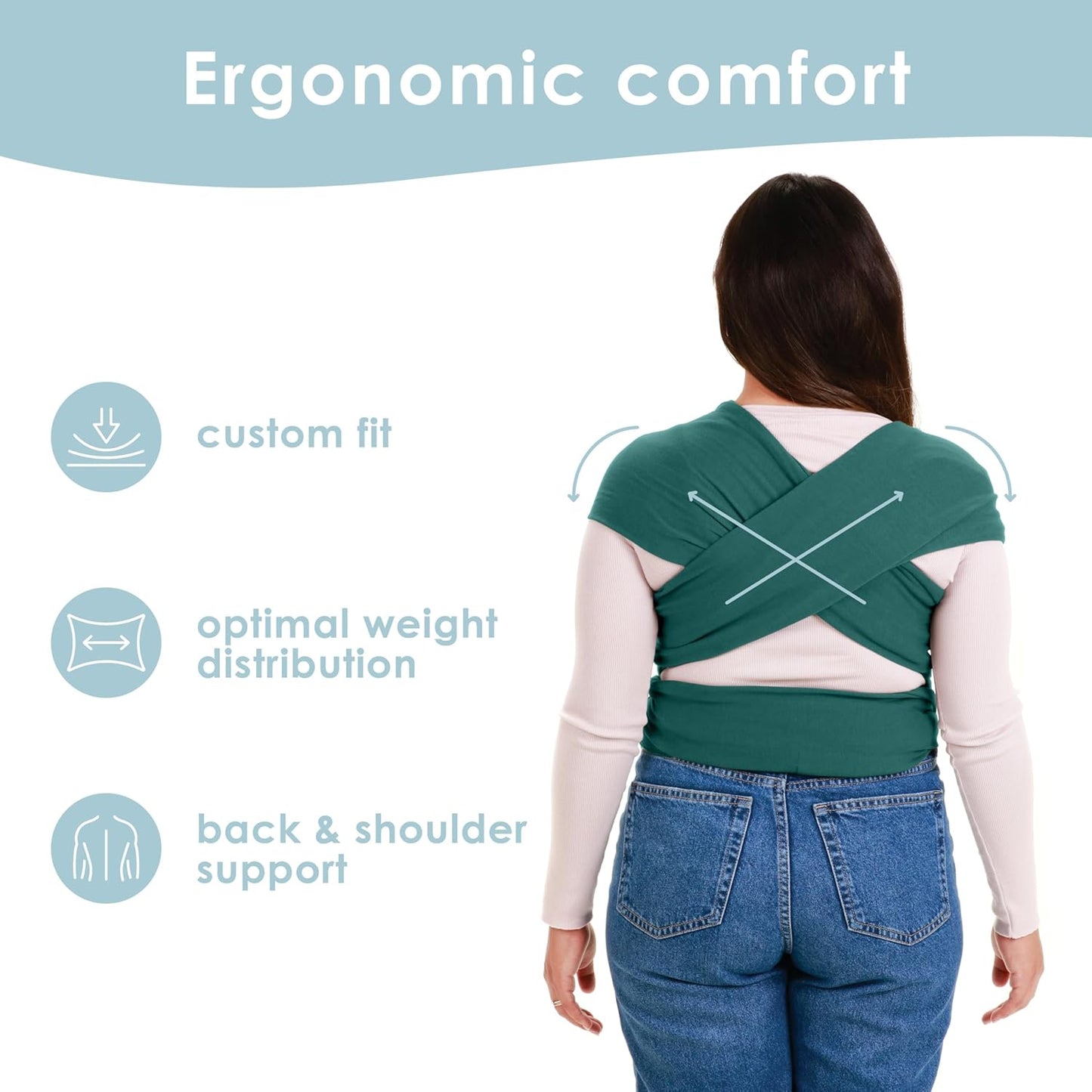 Sleepy Wrap Stretchy Ergonomic Baby Carrier Sling for Newborns to Toddlers - Hands-Free Lightweight Baby Wrap 7-35 lbs (Dark Green)