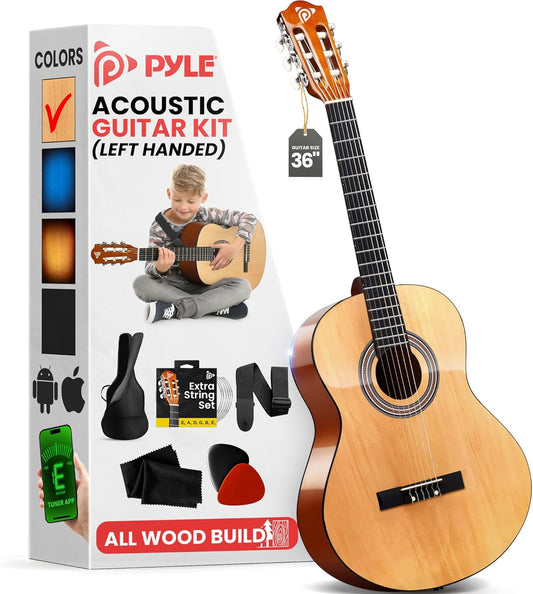 Pyle 6 String Acoustic Guitar, 10 Natural, Left Handed, 36" (PGACLS82LFT.9)