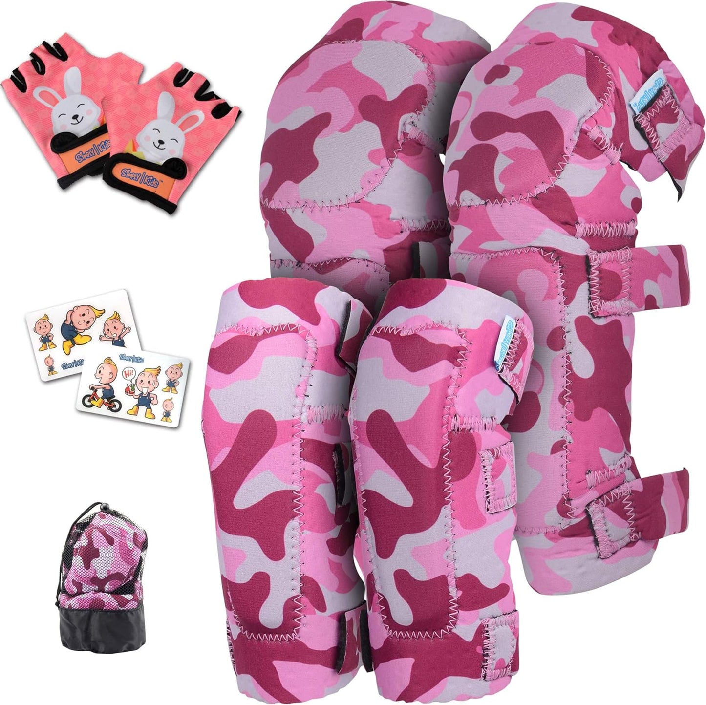 Soft-Style Kids Knee and Elbow Pads with Bike Gloves, Flexible Impact-Resistant Gear for Ages 2-11, Designed for Balance Bikes, Roller-Skating, and Skateboarding