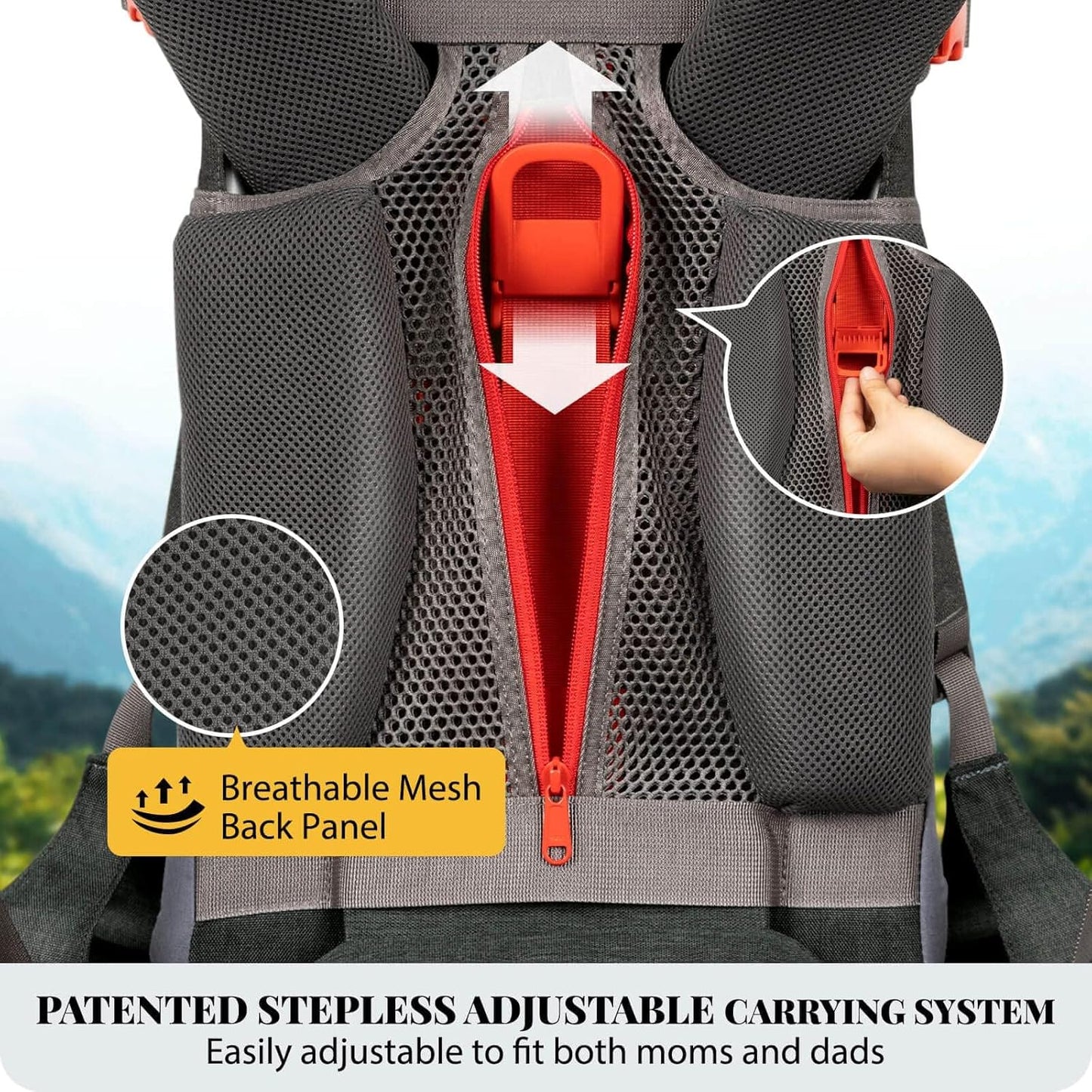 WIPHA Baby Carrier - Upgraded Hiking Backpack with Safety Seat, Lightweight Large Capacity Toddler Carrier (Black)