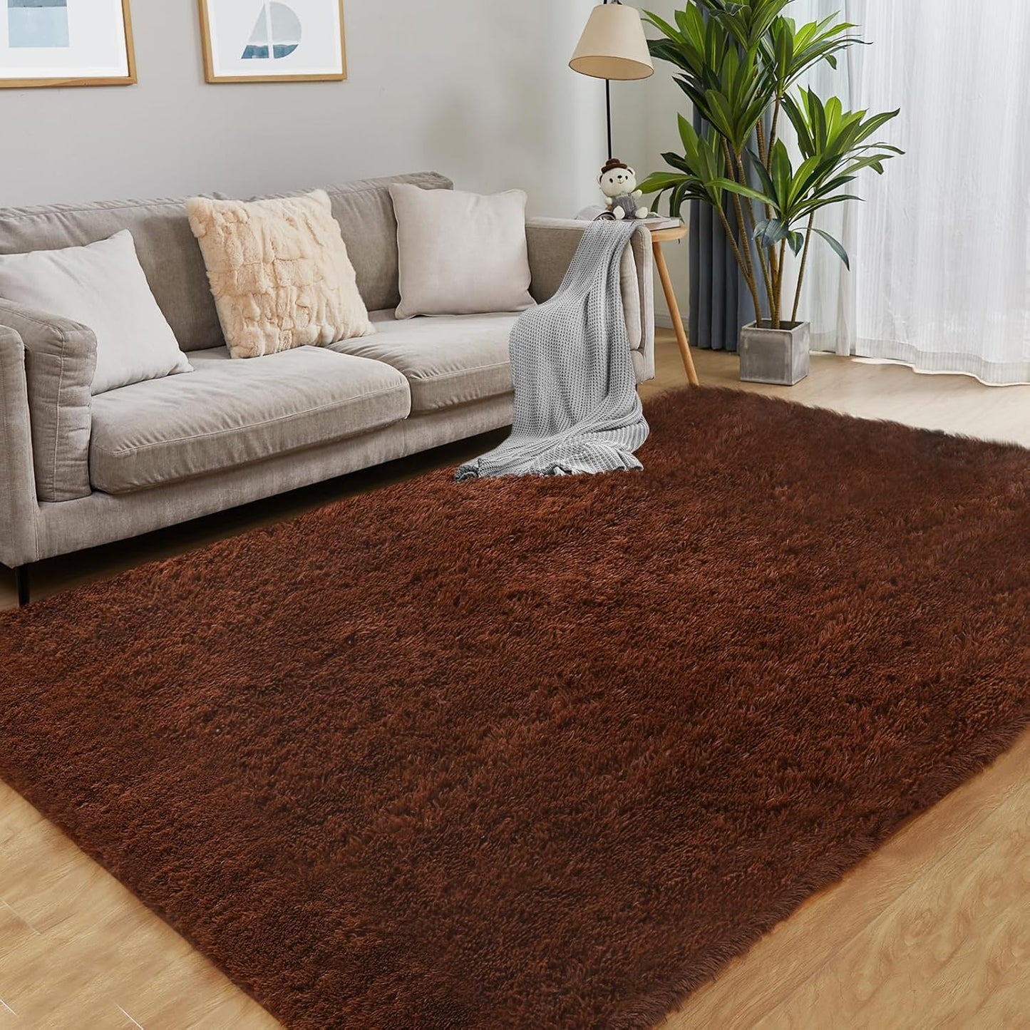 5x7 Area Rug, Luxury Rugs for Living Room, Ultra Soft Rugs for Bedroom, Non-Slip Indoor Carpet for Nursery, Kids Room, Playroom, Home Decor, Brown