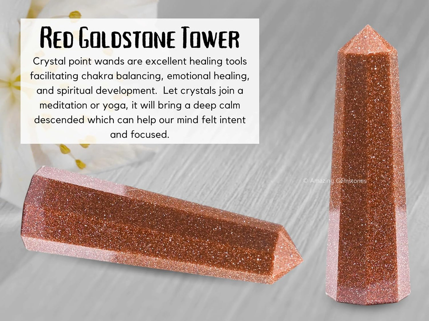 Amazing Gemstone Red Goldstone Crystal Towers - Natural Healing Crystal Point Obelisk for Reiki Healing and Crystal Grid (2 Inch to 3 Inch)