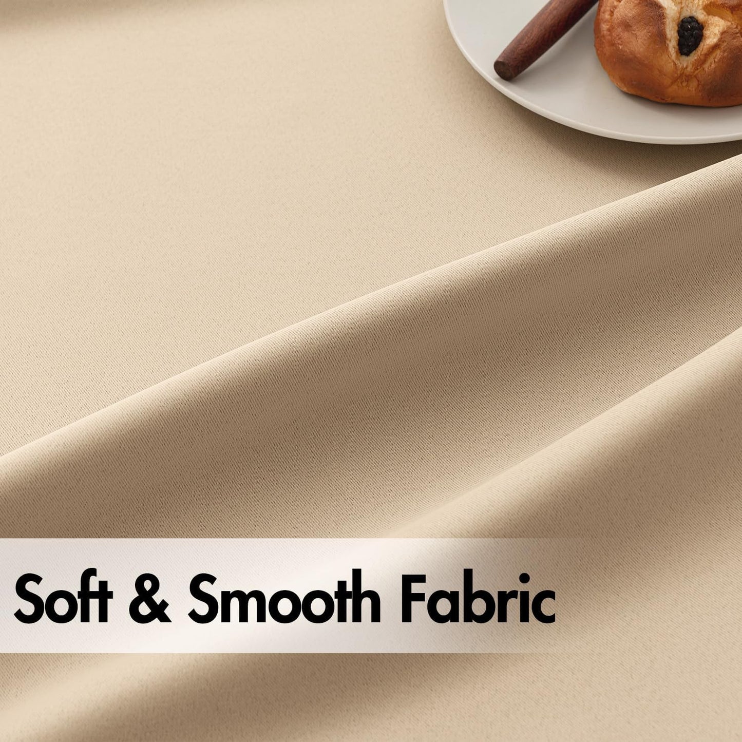 ANRODUO Back Tab Blackout Curtains for Bedroom Living Room, Rod Pocket Pinch Pleated Thermal Insulated Room Darkening Curtains 90 Inches Long 2 Panels, Beige, 42 x 90 Inch