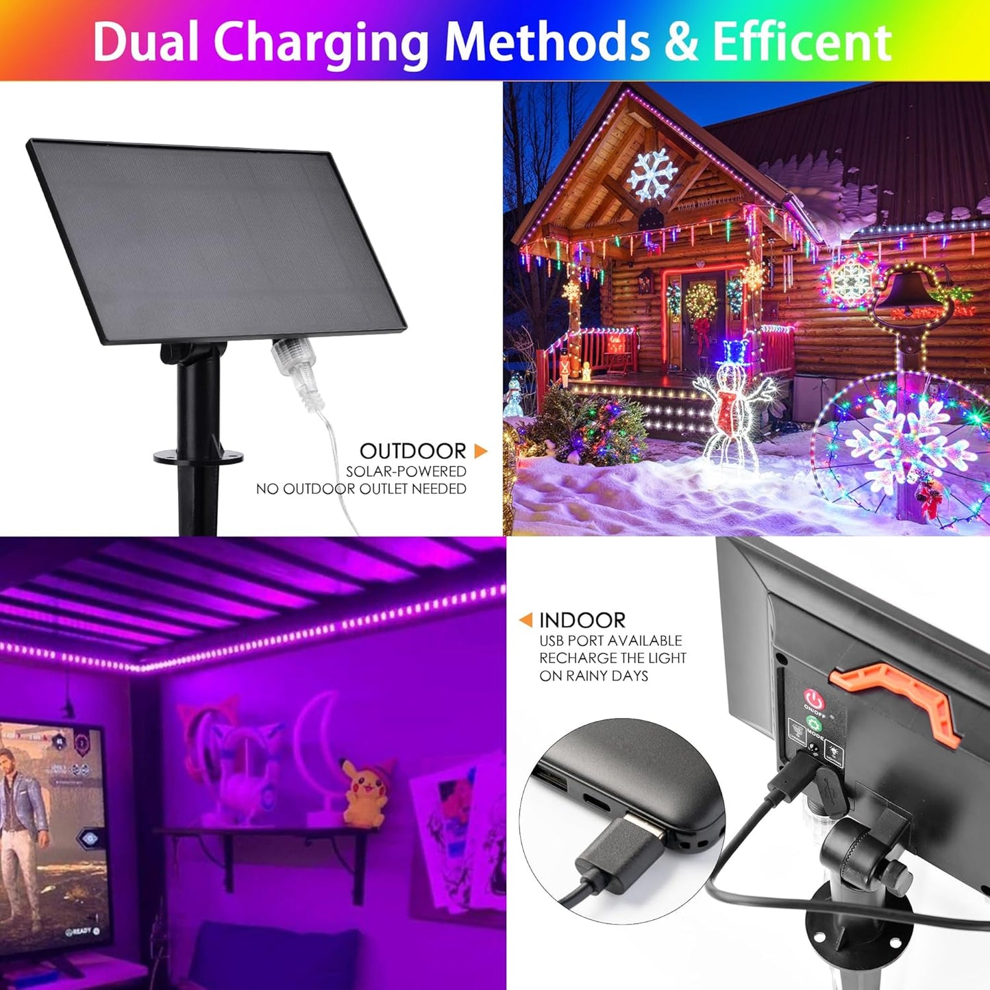 99FT Solar Rope Lights Outdoor Waterproof, 300 LED String Light USB & Solar Powered with Remote Control, 18 Colors Changing Fairy Tube Lighting for Outside Indoor Patio Pool Christmas Decor