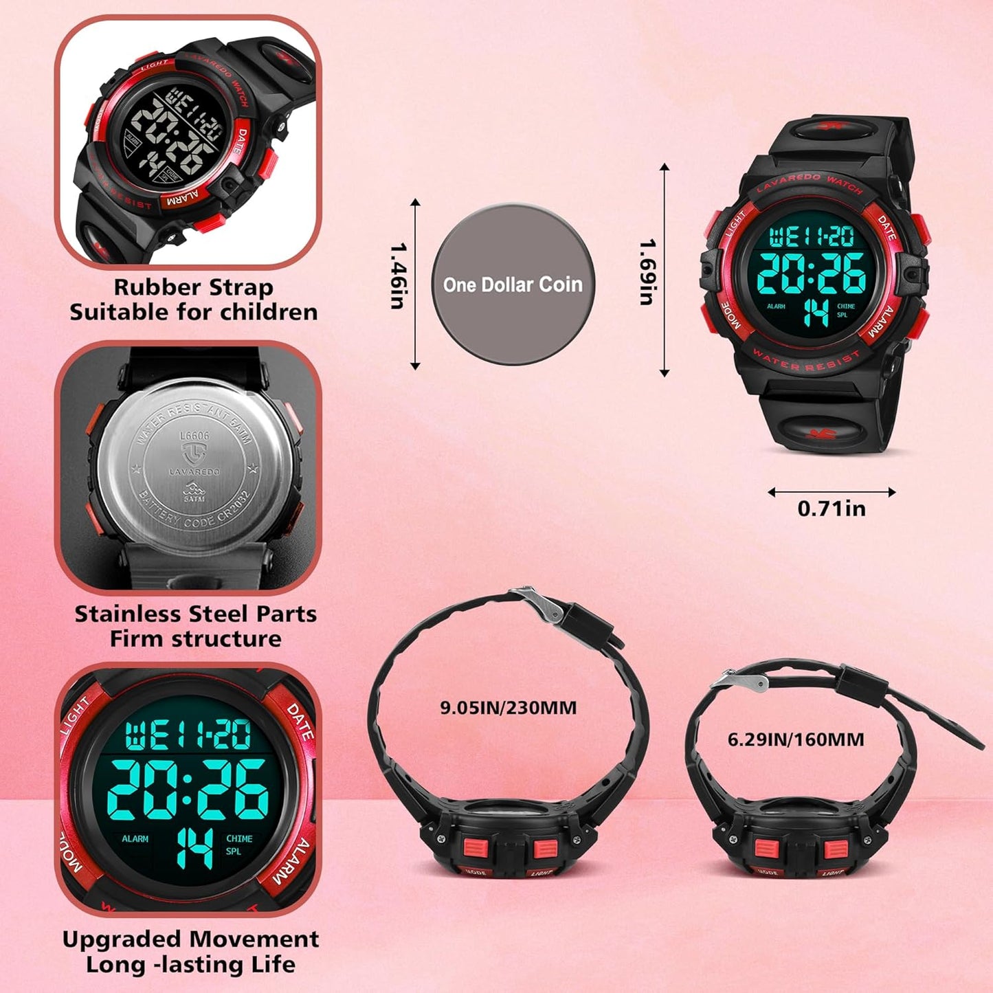 Kids Watch,Boys Watch for 3-15 Year Old Boys,Digital Sport Outdoor Multifunctional Chronograph LED 50 M Waterproof Alarm Calendar Analog Watch for Children with Silicone Band,Kids Gift