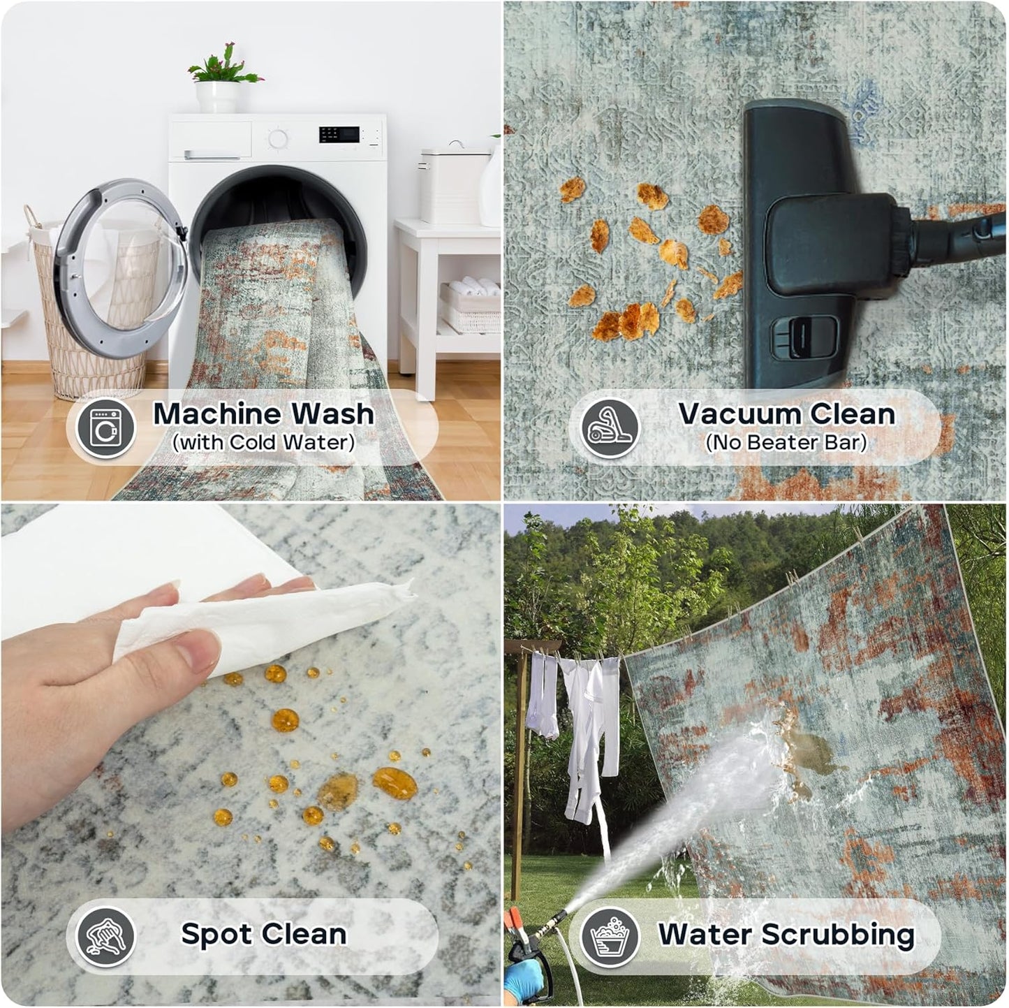 6x9 Area Rugs for Living Room Rug Washable: Modern Rug for Dining Room Bedroom Carpet Non Slip Low Pile 6 by 9 Indoor Abstract Nursery Home Office Red Brown