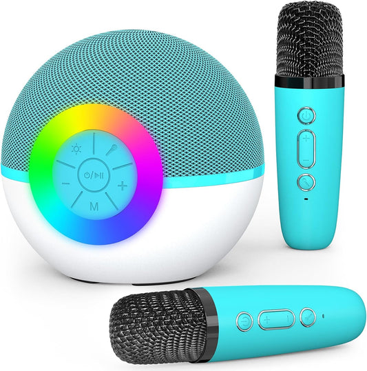 Mgaolo Mini Karaoke Machine for Kids Adults,Portable Bluetooth Speaker with 2 Wireless Microphones,Gift Toys with MP3 Player for Boys Girls 3-12 Year Old Birthday Family Home Party Present (Green)