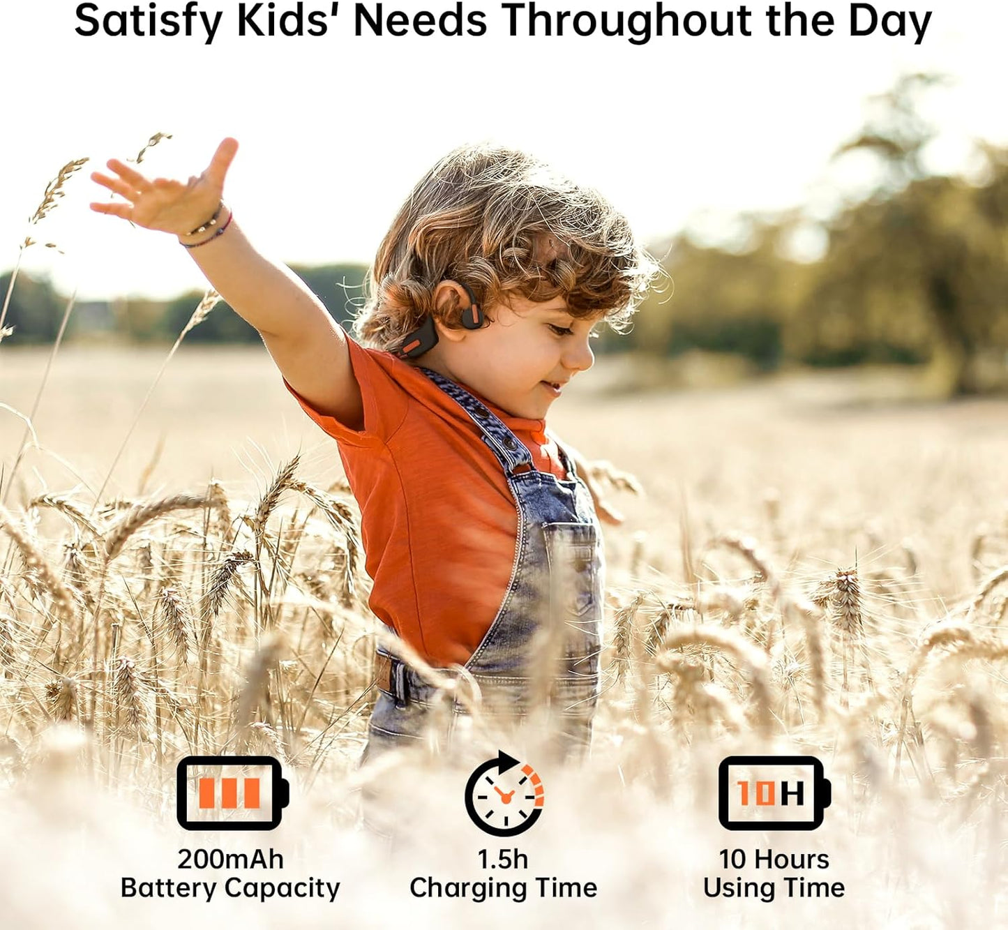 IFECCO Wireless Earbuds for Kids - Kids Bluetooth Air Conduction Open Ear Headphones with Mic,Ultra-Light,IPX5 Waterproof and Safer for Children Wireless Headphones,Perfect for School Travel Gifts