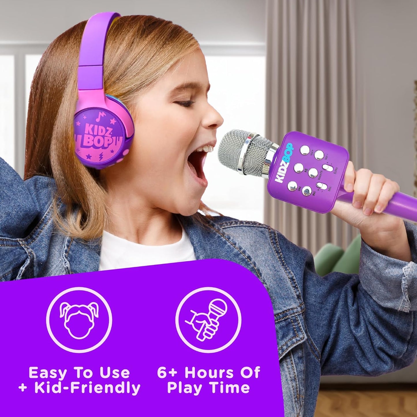 Move2Play, Kidz Bop Karaoke Microphone | The Hit Music Brand for Kids | Toy for Girls & Boys Ages 2, 3, 4, 5, 6, 7, 8+ Years Old | Gift & Birthday Present