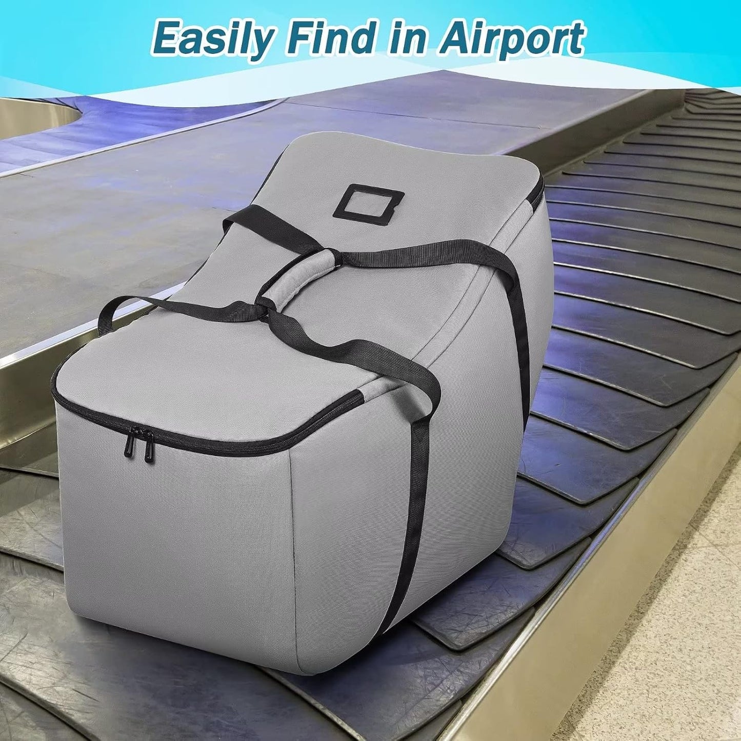 Car Seat Travel Bag Fit All Nuna Pipa Car Seat and Base, Doona Infant Car Seat Stroller, Padded Car Seat Bags for Air Travel, Airplane Carrier Bag with Side Pocket, Protective Feet, Storage Bag