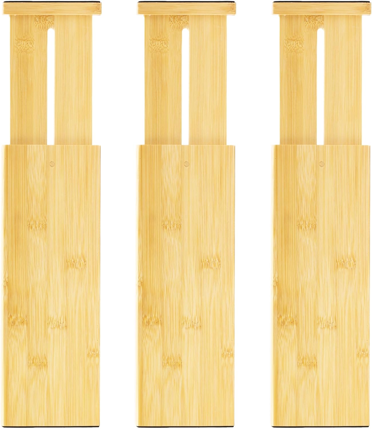 VaeFae 3 Pack Bamboo Drawer Dividers, 4" High Adjustable 11.9-17.1" Clothes Drawer Organizers, Expandable Separators for Bedroom/Bathroom/Kitchen/Office Storage