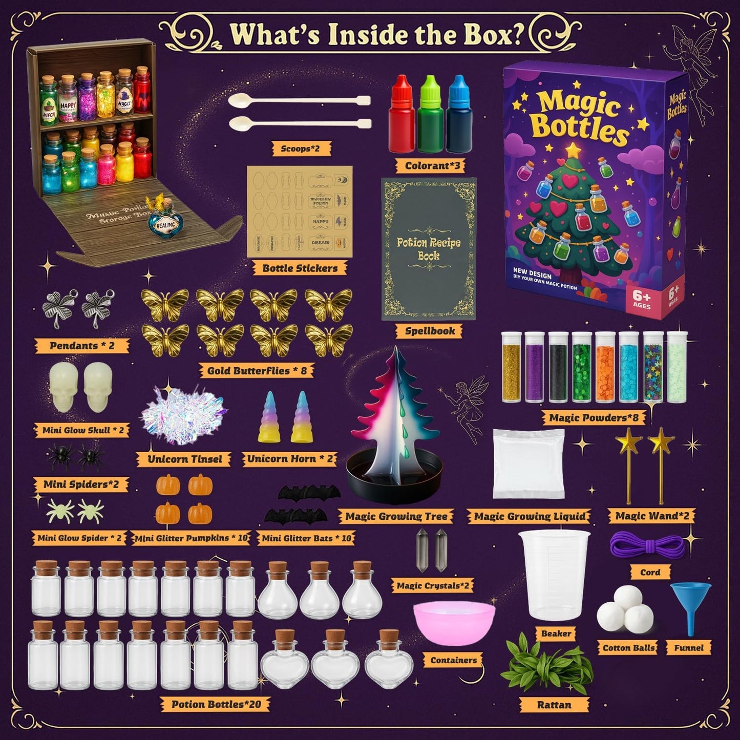 AMIZEY Fairy Potion Kit for Kids with Magic Growing Tree-20 Bottles- Gifts for Girls - 6 7 8 9 10 11 12 Year Old Girl Gifts