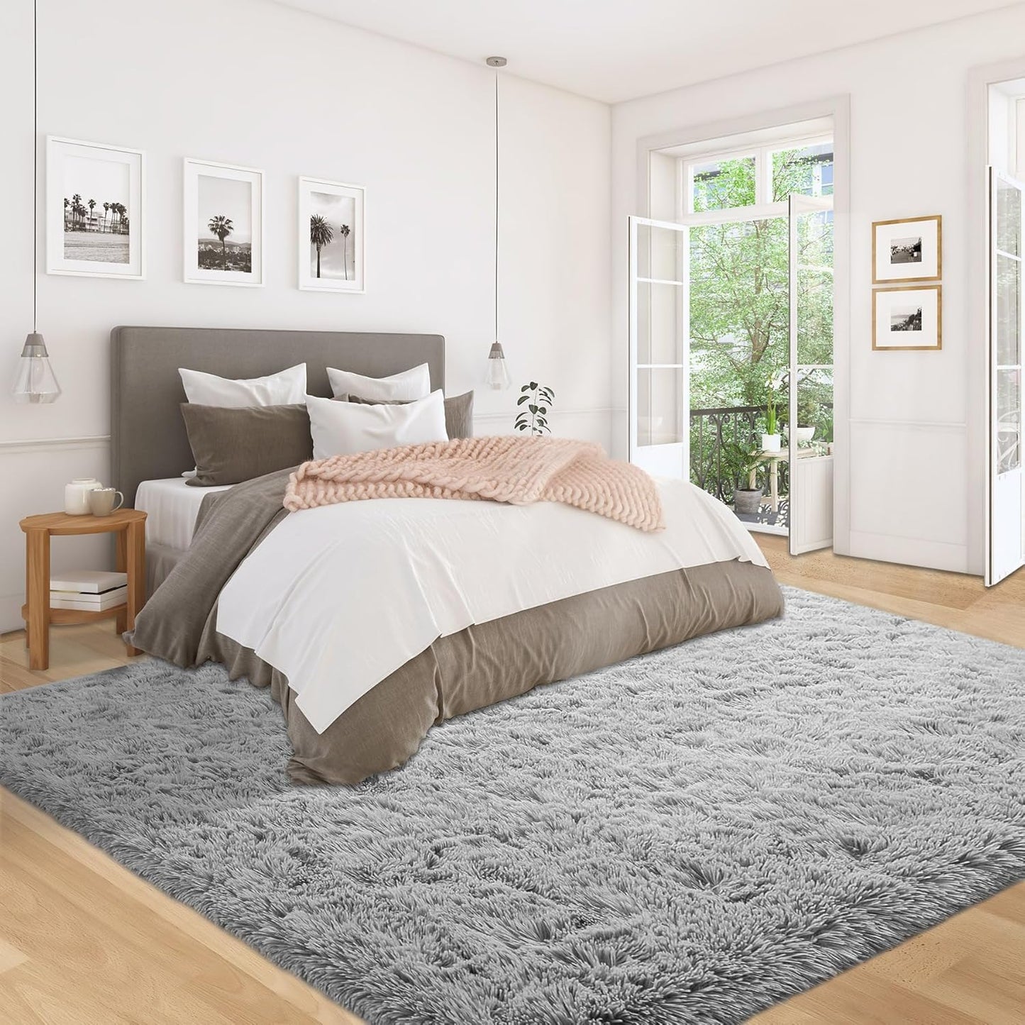 5x8 Area Rug for Living Room: Fluffy Shag Soft Washable Rugs Fuzzy Plush Indoor Carpet for Bedroom Nursery Playroom Dorm Kids Girls Boys Room (Grey, 5'x8')