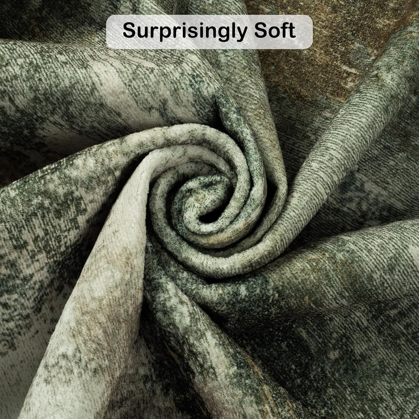 Kelarea Living Room Rug, 5x7 Rug Modern Abstract Washable Rugs Green Faux Wool Vintage Carpets, Non Slip Rug for Bedroom, Dining Room, College Dorm, Kids Playroom, Home Office