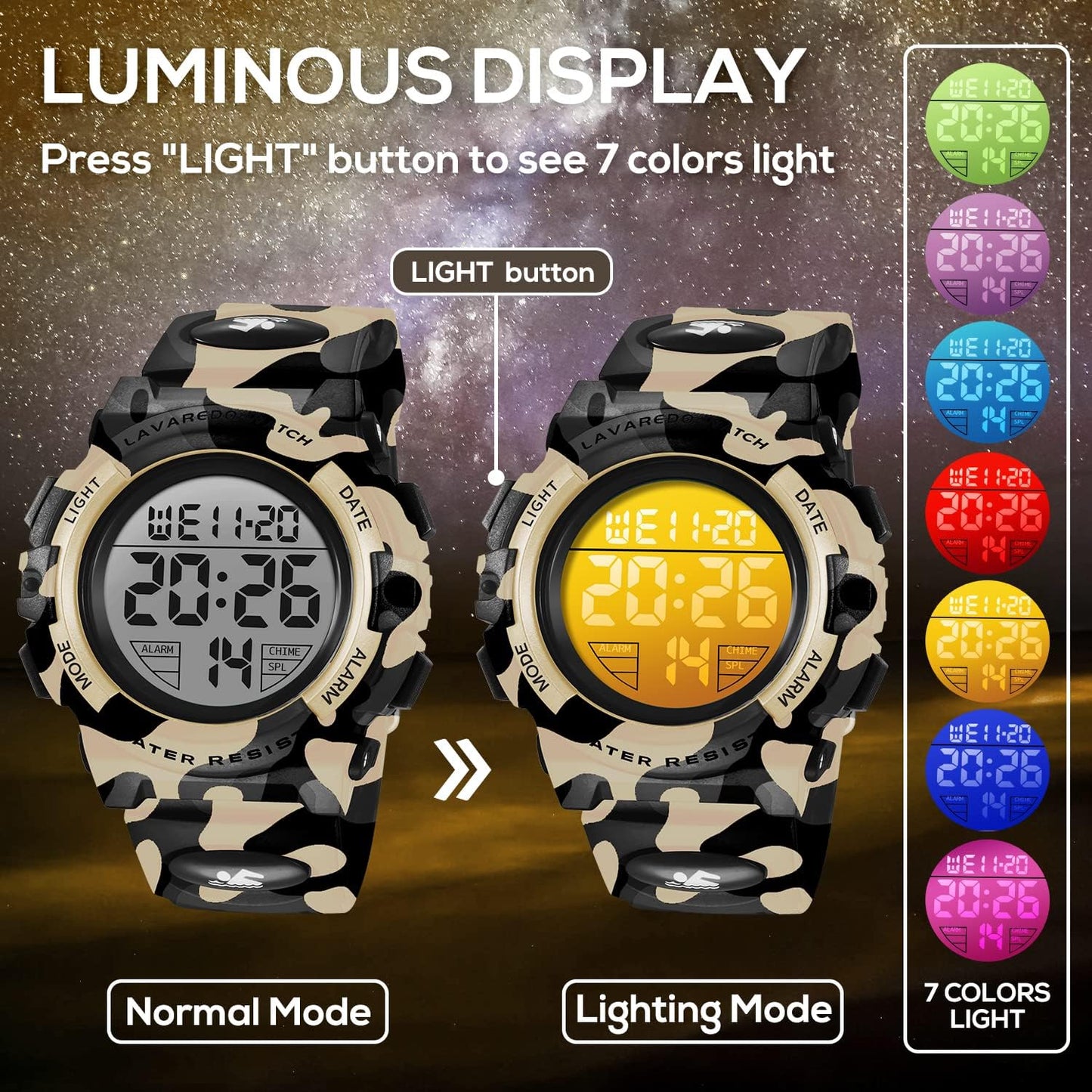 Kids Watch,Boys Watch for 3-15 Year Old Boys,Digital Sport Outdoor Multifunctional Chronograph LED 50 M Waterproof Alarm Calendar Analog Watch for Children with Silicone Band,Kids Gift