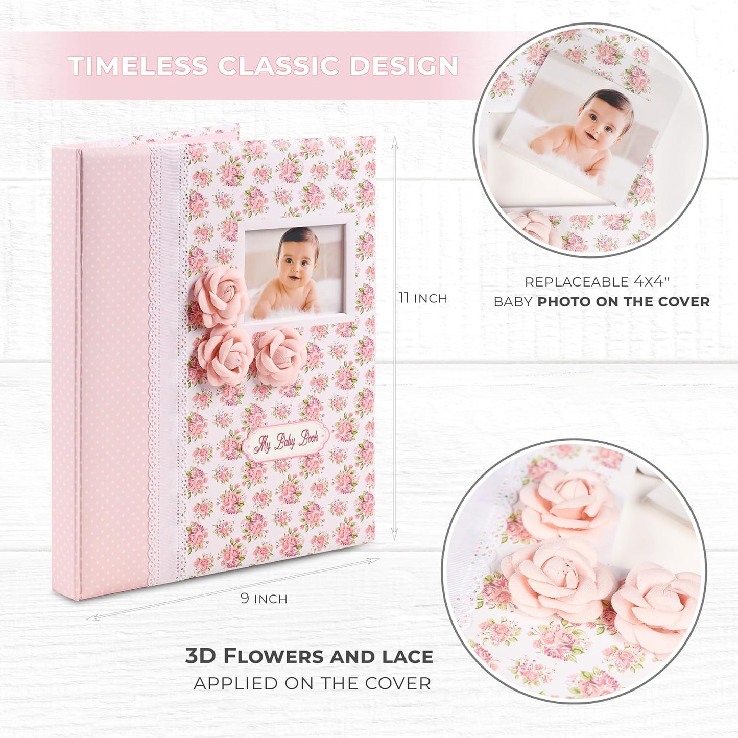 Baby Book Keepsake - Baby Memory Book and Album for Girl, Journal from Pregnancy to First 5 Years, Scrapbook to Record Memories, Milestones and Photos, Baby Book - Pink