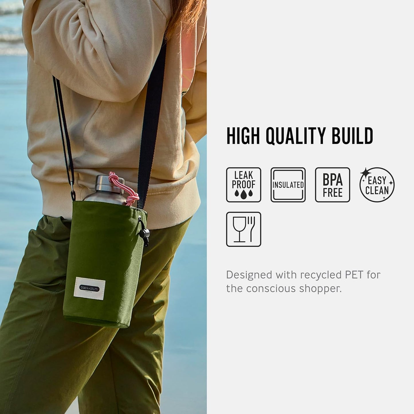 Black+Blum Insulated Bottle Bag - Made with Recycled PET and BPA Free - Bottle Bag for On The Go