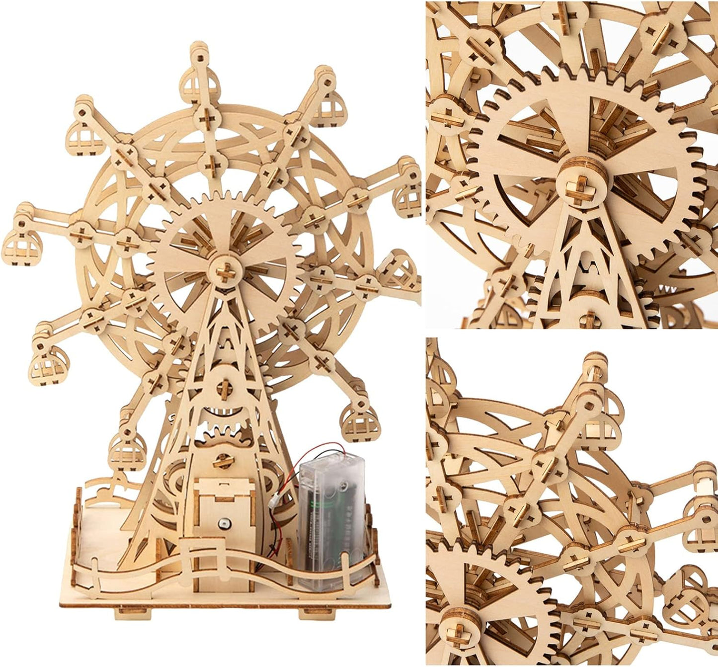 Solar 3D Wooden Puzzle Ferris Wheel DIY Model Kit Craft Sets Educational Wood Mechanical Building Toys for Adult Men Kids