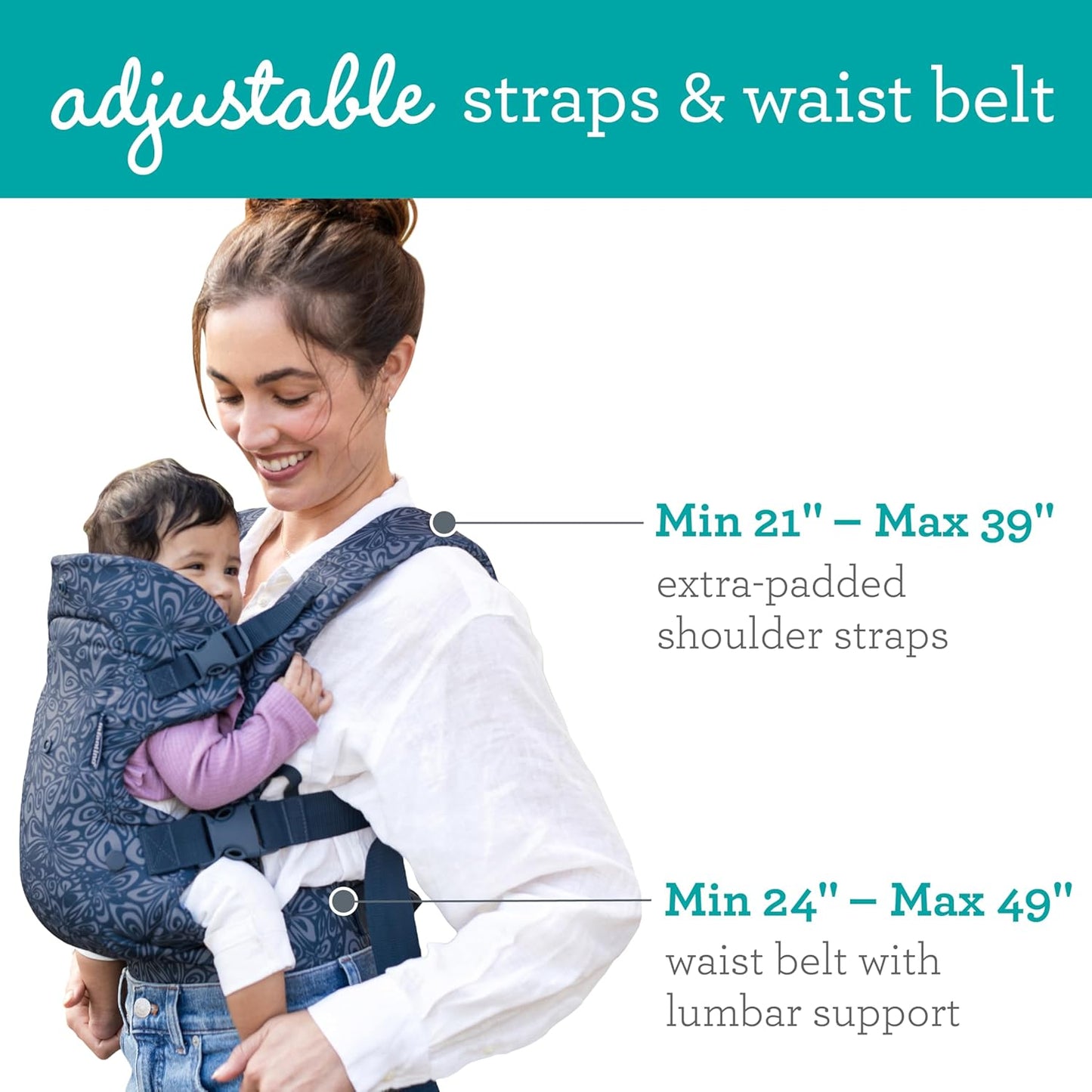 Infantino Flip Advanced 4-in-1 Baby Carrier - Ergonomic, Convertible, Face-in and Face-Out Front and Back Baby Carrier for Newborn to Toddler 8-32 lbs, Floral Navy