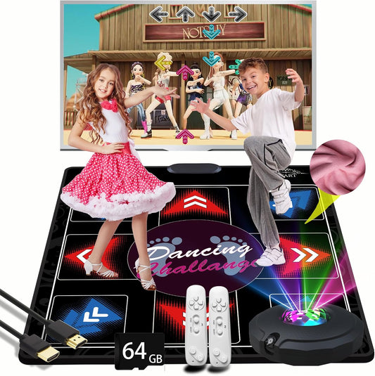 A Single-Person Dance mat with Camera, 64GB Card, 1000 Games,650 Songs, 81 Music Videos. Luxurious Gift for Boys and Girls, Made of high-Grade Flannel. Suitable for TV use.