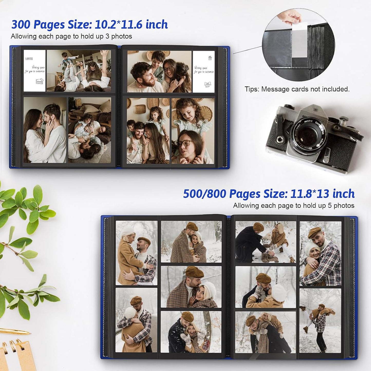Popotop Photo Album 4x6 800 Pockets with Leather Hardcover Cover, Large Photo Album Binder Book with 80Pcs Pages for Family Travel Wedding Baby Gifts