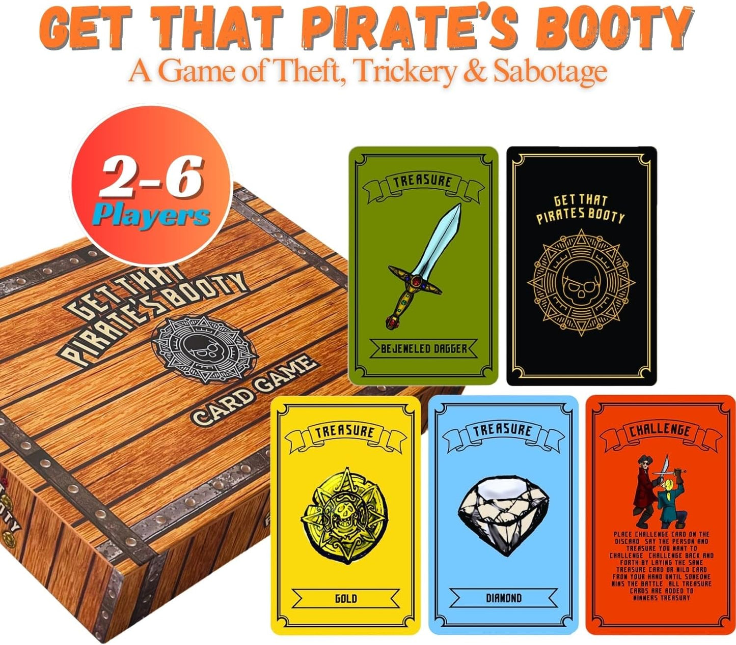 Get That Pirate's Booty Card Game, Fun 2-6 Player Family-Friendly Card Game for Adults, Teens, & Kids a Fun Pirate Themed Game and Good Stocking Stuffers Gift Ideas
