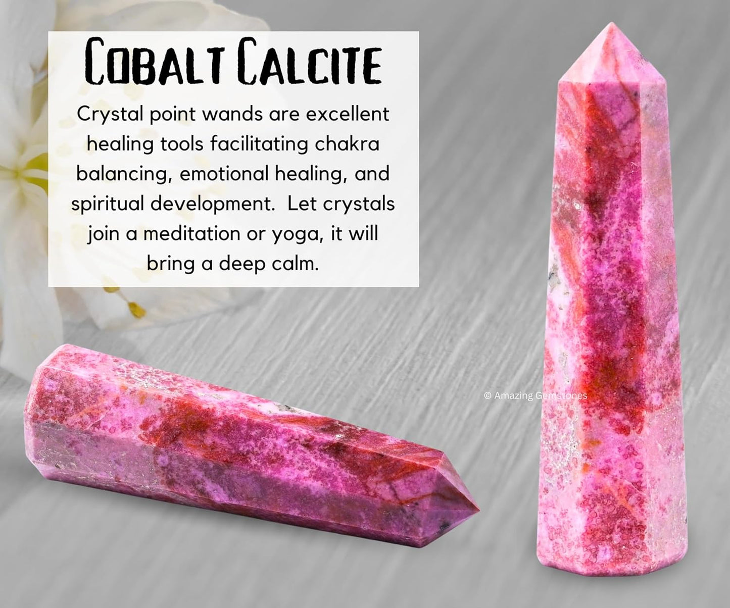 Amazing Gemstone Cobalt Calcite Crystal Towers - Natural Healing Crystal Point Obelisk for Reiki Healing and Crystal Grid (3 Inch)