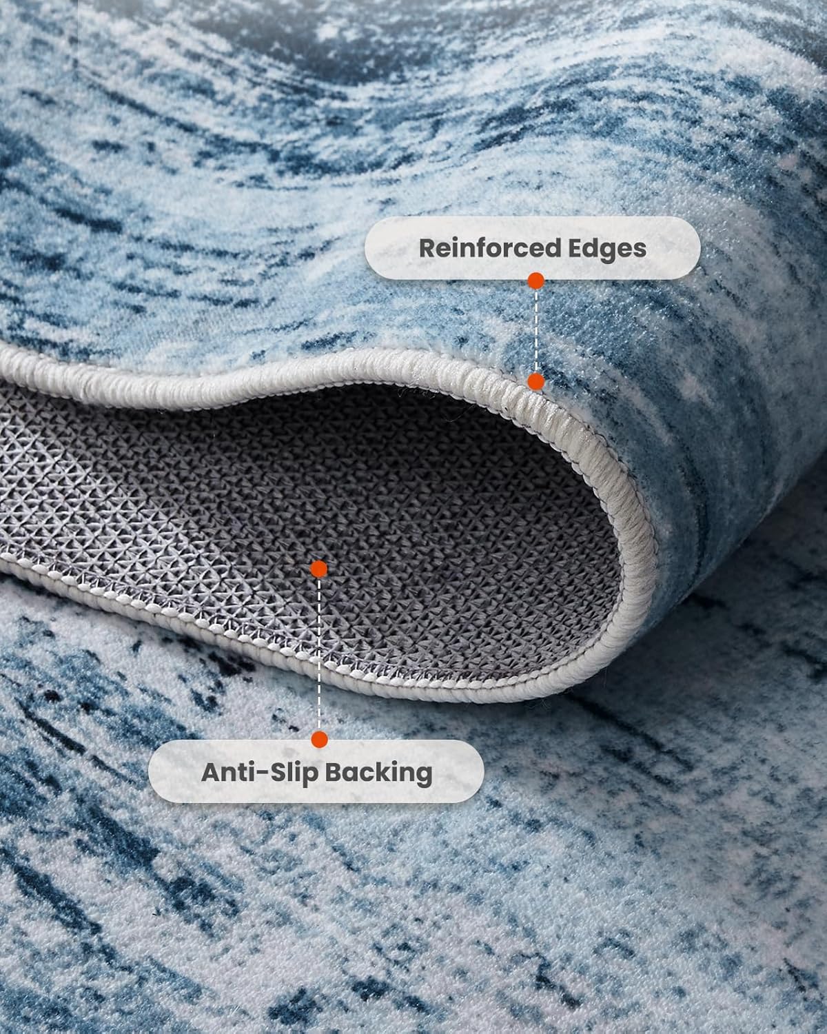 Amada 9x12 Large Area Rug, Modern Abstract Living Room Rug with Non-Slip Backing & Short Pile, Washable Rug with Abstract Pattern for Living Room, Bedroom and Dinning Room, Blue