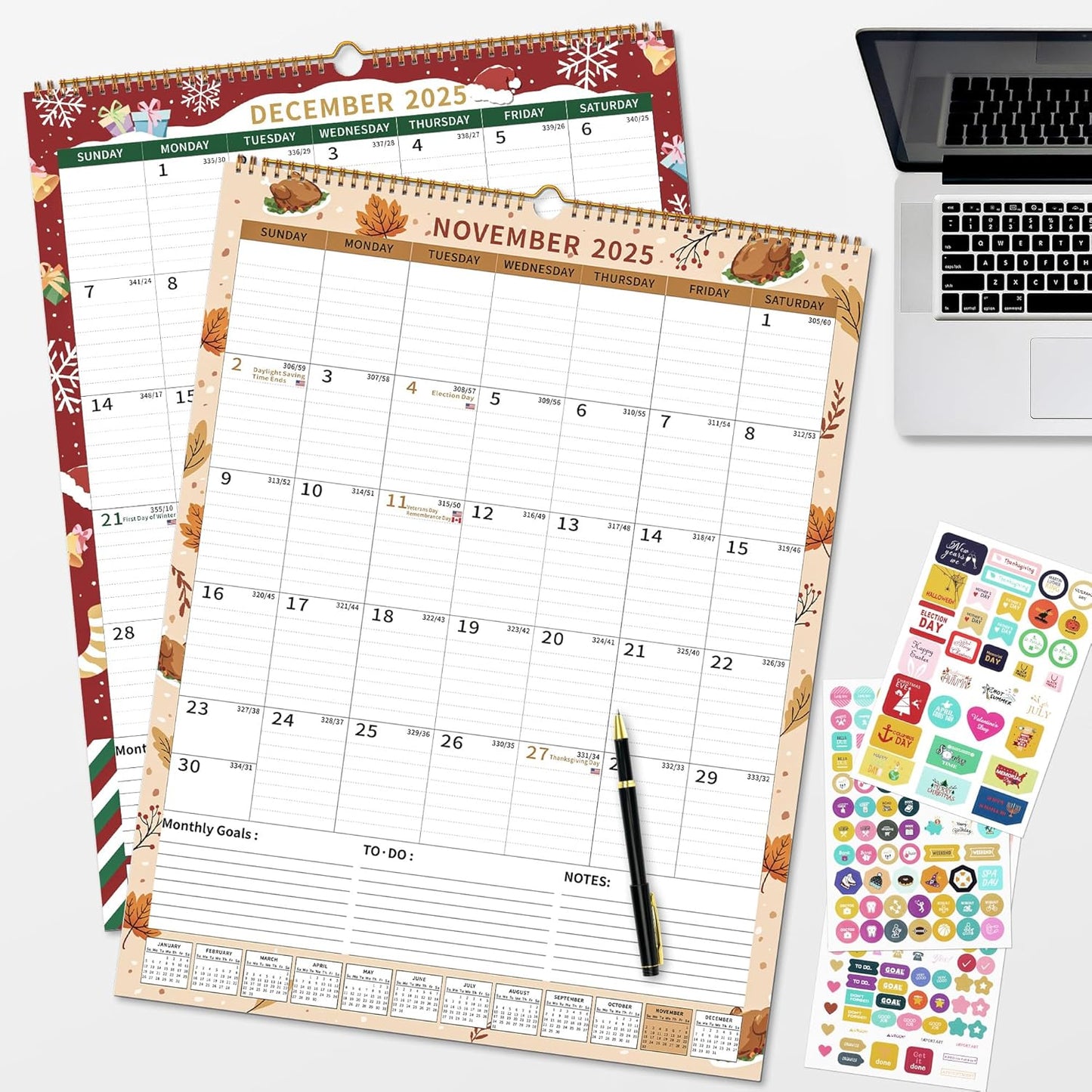 Wall Calendar 2025-2026 Large with Spiral Bound, 18 Month Big Calendar from Jan 2025 to Jun 2026, Vertical Large Monthly Desk Calendar 2025-2026 for Wall, Calendario 2025 (17"x22")