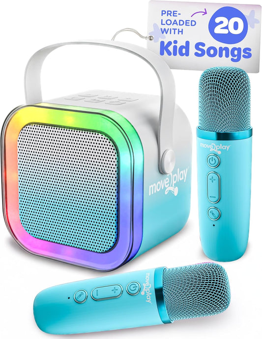 Move2Play, Karaoke Machine for Kids | Includes 20+ Kid Songs | 2 Microphones | Connect with Bluetooth | 3, 4, 5, 6, 7+ Year Old Gift | Toy for Girls, Boys, & Toddler | Birthday Present