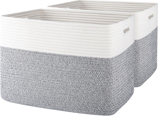 OIAHOMY Storage baskets for Shelf, Toy Storage Basket, Collapsible Storage Bins, Blanket Basket Living Room, Closet Storage for Bedroom, 16.5 x 13 x 12 Inches-Pack of 2-Brown