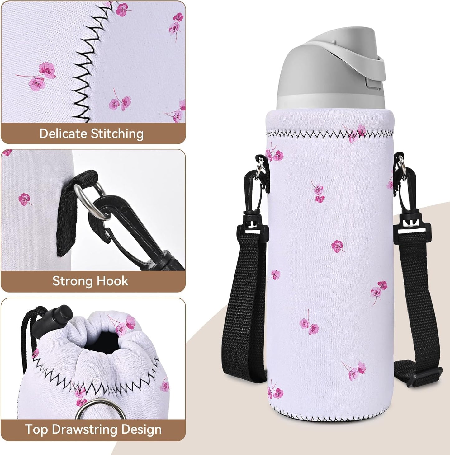 AUPET Water Bottle Bag Carrier,24oz/32oz Insulated Neoprene bottle Sling Holder Case Pouch Cover for 1000ML/750ML Bottles with Shoulder Strap for walking