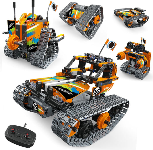 5 in 1 STEM Remote Control Building Kit, 392Pcs Blocks Erector Projects Set Toys for Kids Age 8-12, Build a Tank/Robot/AVT DIY Science Educate 6 7 9 10 11 Years Old for Boys & Girls Gift Ideas