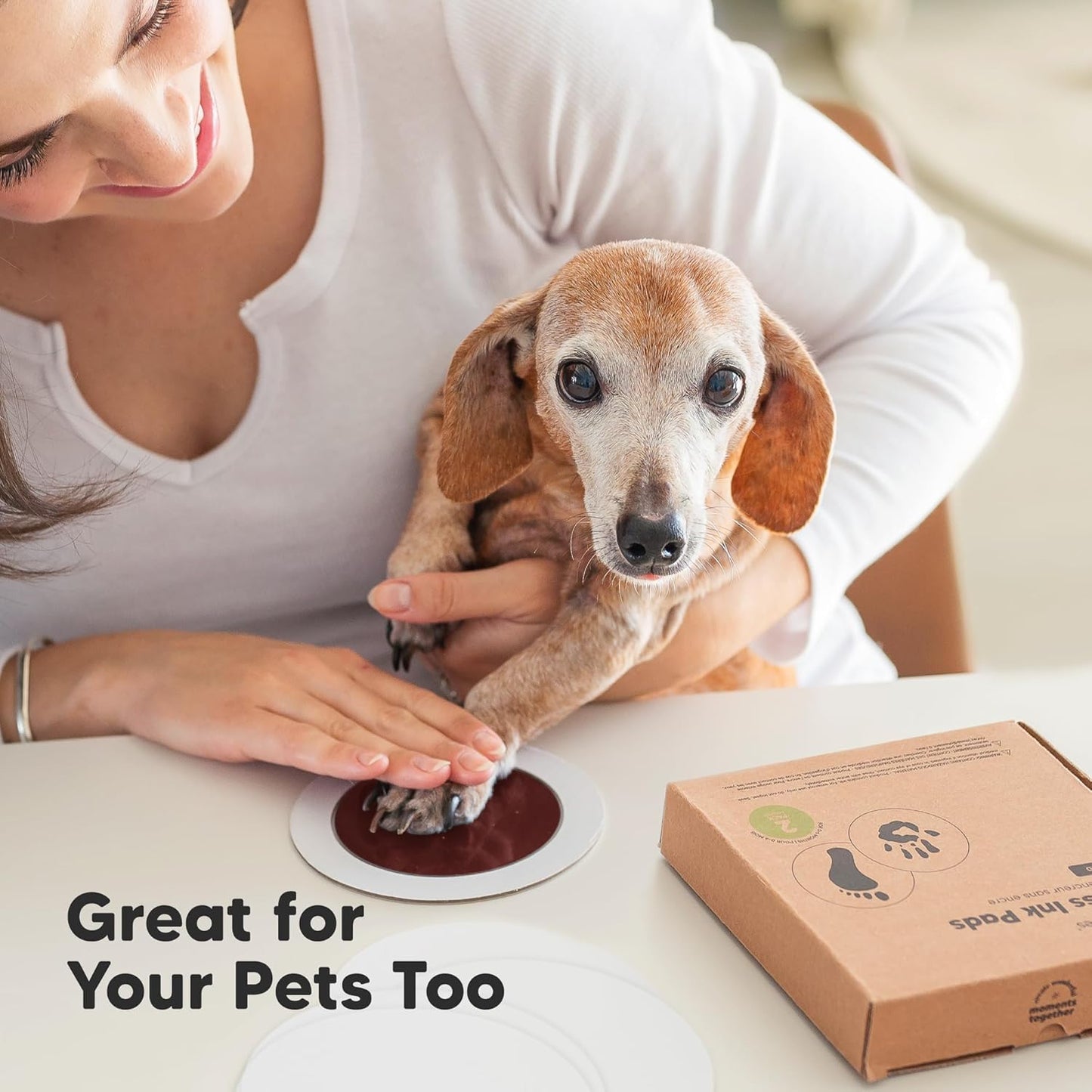 2-Pack Round Inkless Baby Hand and Footprint Kit - Mess Free Ink Pad for Newborn Keepsake, Dog Nose & Paw Print Kit, Clean Touch Ink Pad for Baby Hand & Footprints, Ideal New Mom Gifts (Auburn)