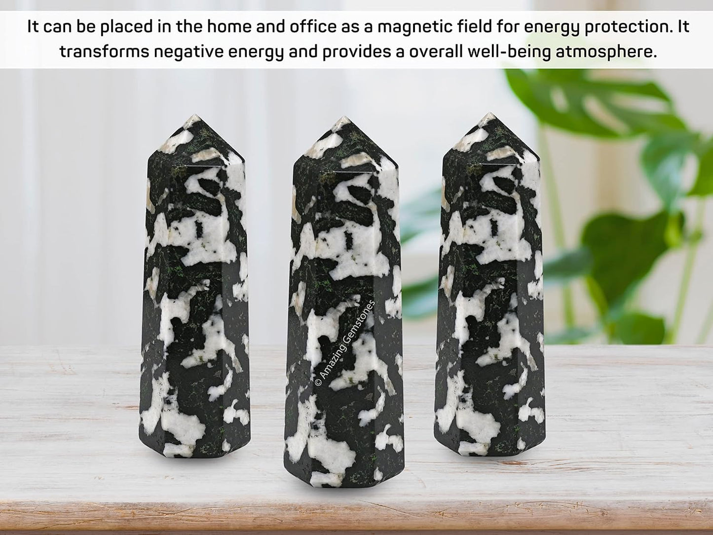 Amazing Gemstone Black and White Tourmaline Crystal Towers ~ Natural Healing Crystal Point Obelisk for Reiki Healing and Crystal Grid (3- Inch)