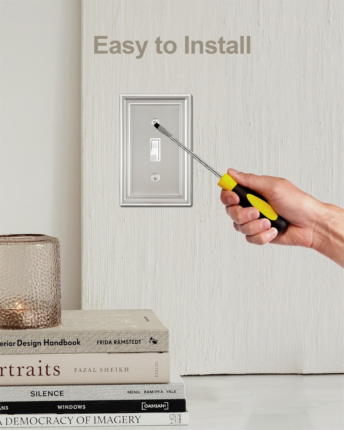 4-Pack Single Toggle Wall Plate, Metal Light Switch Cover, Satin Nickel Switch Plate Cover, Midsize, A035 Series