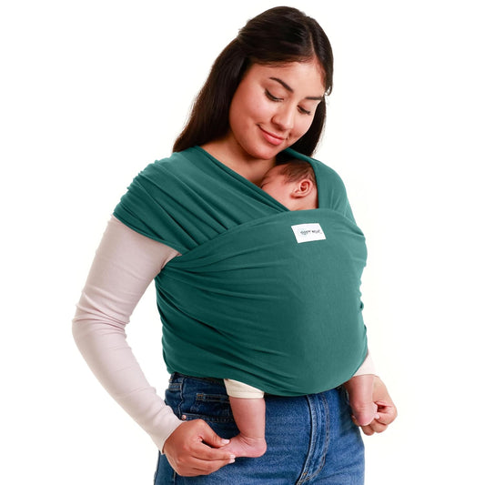 Sleepy Wrap Stretchy Ergonomic Baby Carrier Sling for Newborns to Toddlers - Hands-Free Lightweight Baby Wrap 7-35 lbs (Dark Green)