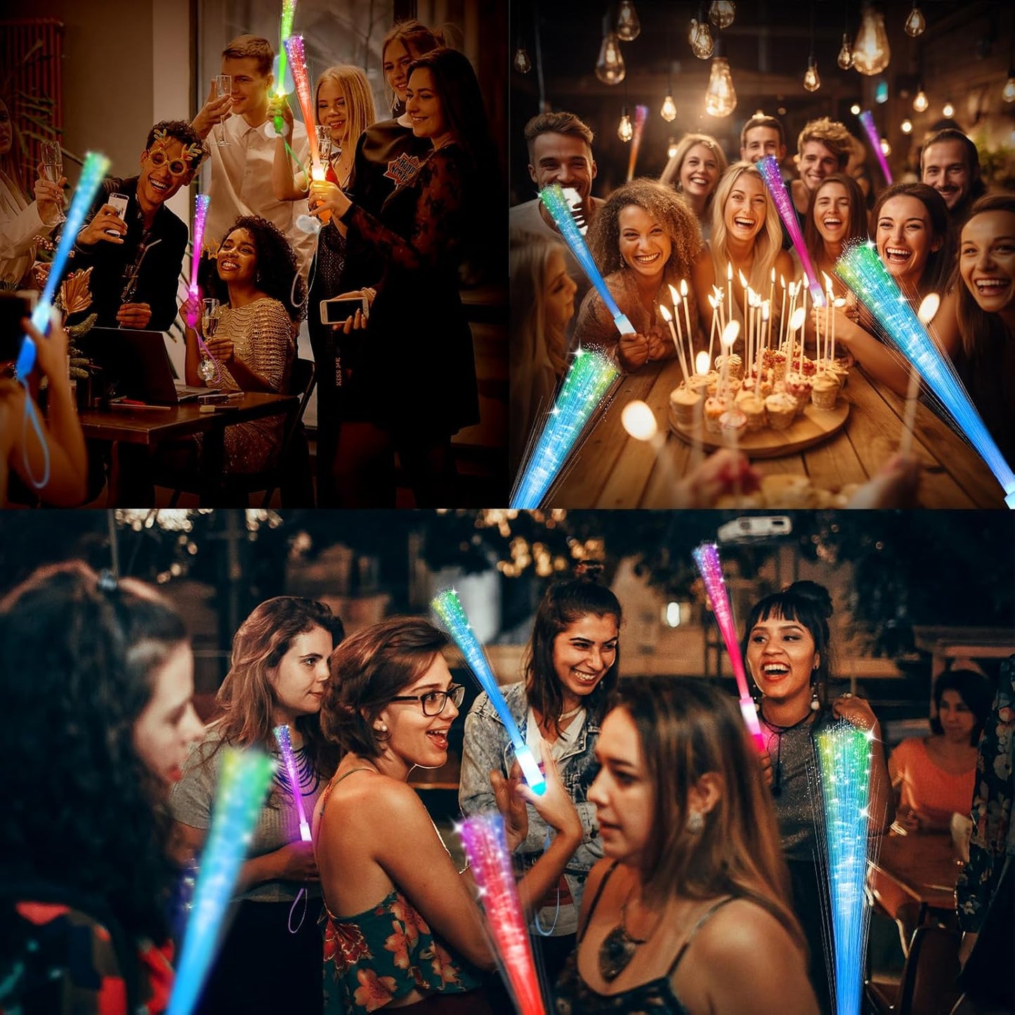 74 PCS Glow Fiber Wands Sticks, LED Light Wands, Glow in The Dark Party Supplies, Fiber Optic Wands, LED Flashing Sticks, Fiber Optic Light Wand Stick for Party, Wedding,Halloween and New Year