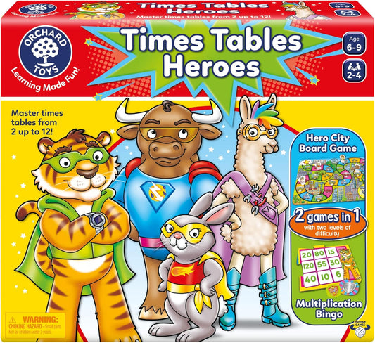 Orchard Toys Moose Games Times Tables Heroes. an exciting Multiplication Game, Superhero Play. for Ages 6-9 and for 2-4 Players