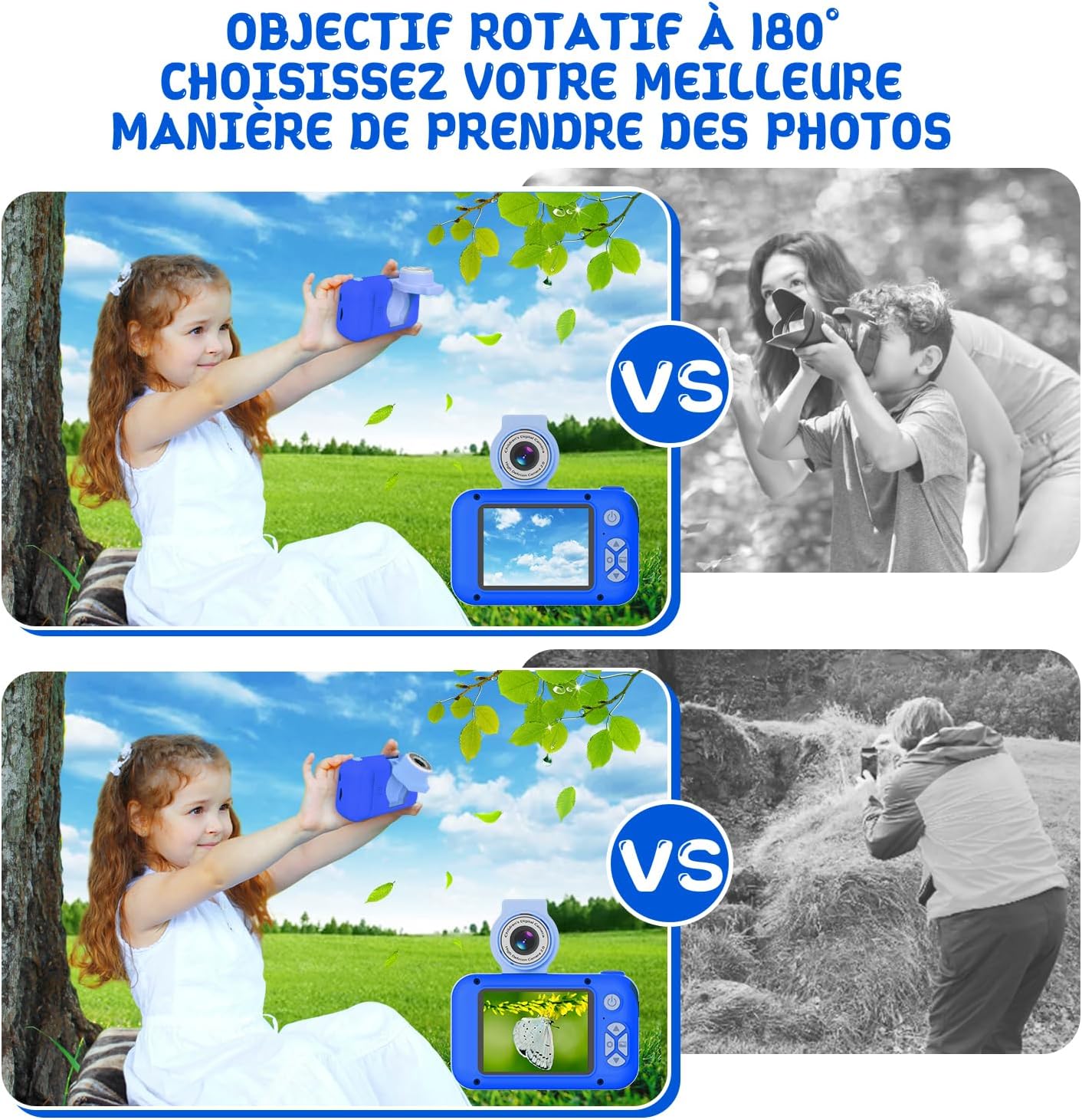 Kids Camera, Toddler Kid Digital Camera with 180°Flip Lens & 2.4in IPS Screen, Birthday Festival Present Toy for 4 5 6 7 8 9 10 11 Year Old Girls/Boys, 32 GB Card Included, X101