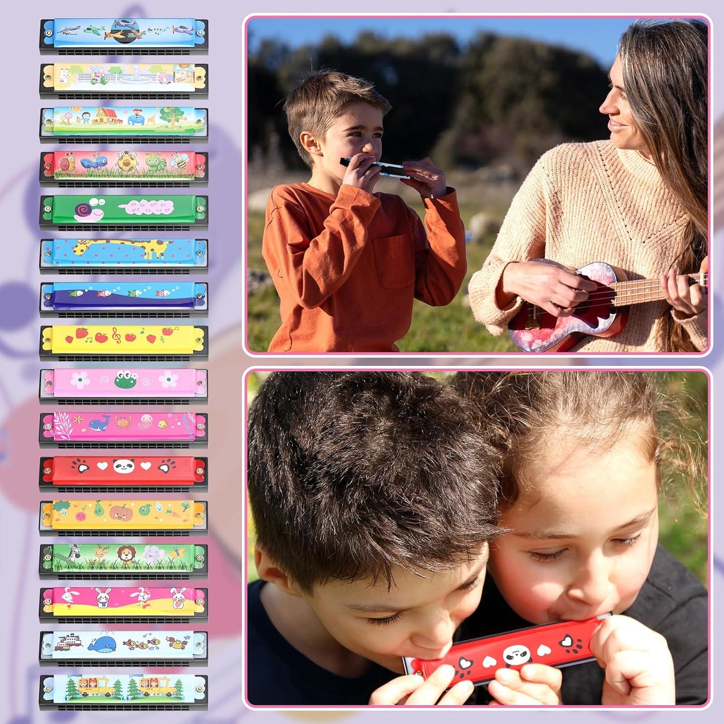 32 Pcs Harmonica, 16 Holes Cartoon Harmonica Toy with Double Row - Perfect for Adult Beginners' Musical Instrument Toy Gift, Birthday Parties, Christmas harmonicas