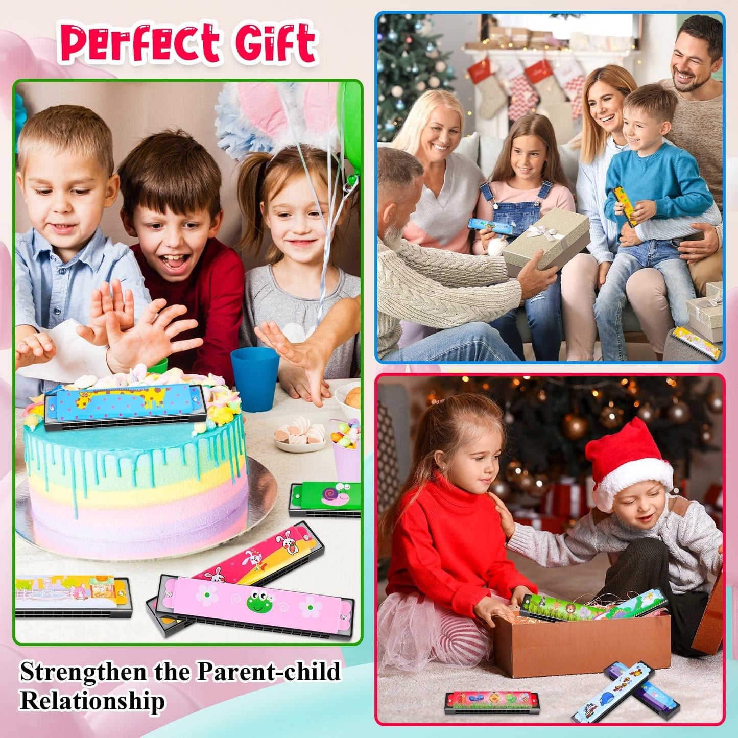 6 Styles Harmonica for Kids Lightweight Harmonicas with Double Row of 16 Holes Kids Harmonica Party Favors for Adult Beginners Musical Instrument Toy