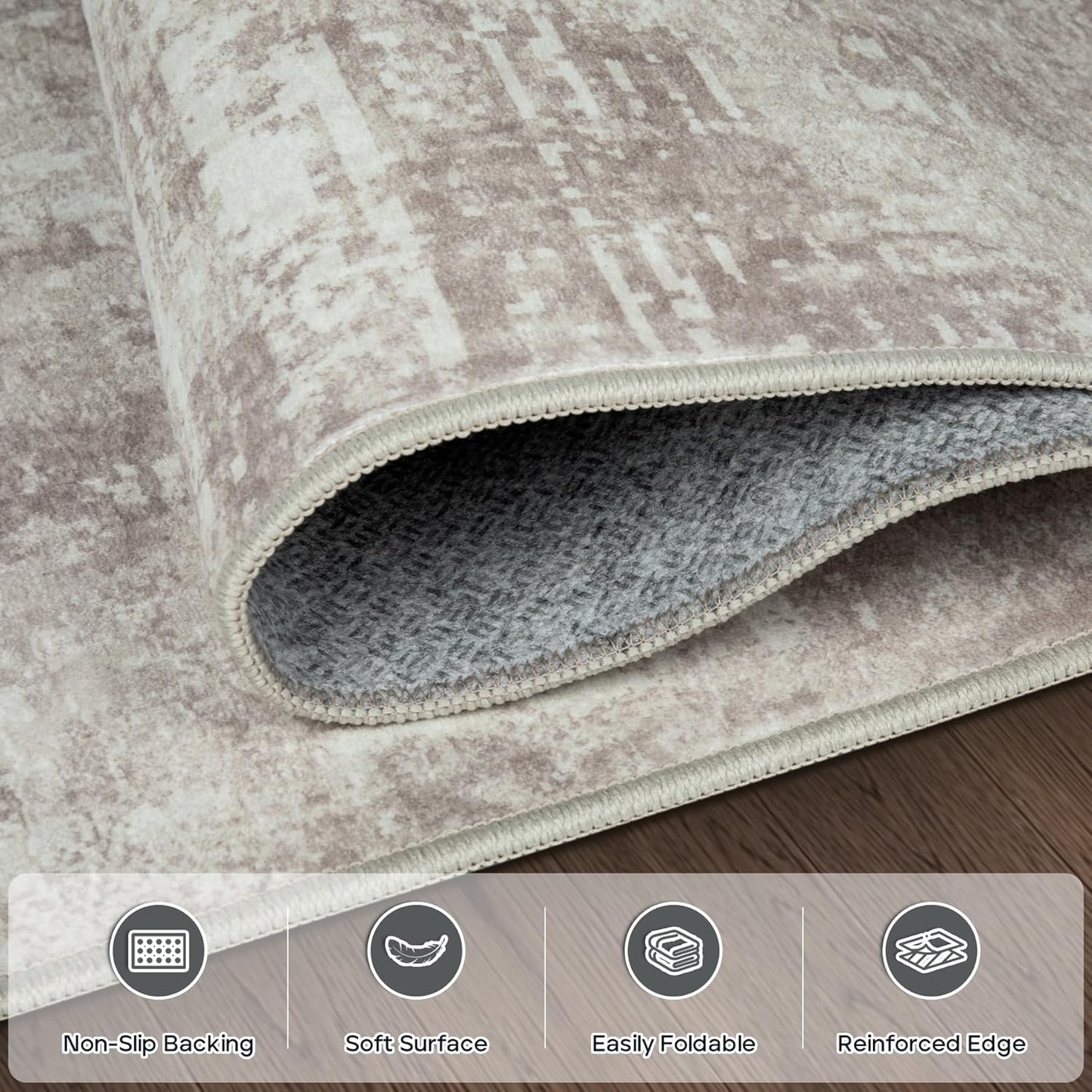 5x7 Area Rugs for Living Room Rug Washable: Modern Rug for Dining Room Bedroom Carpet Non Slip Low Pile 5 by 7 Indoor Abstract Nursery Home Office Brown Grey