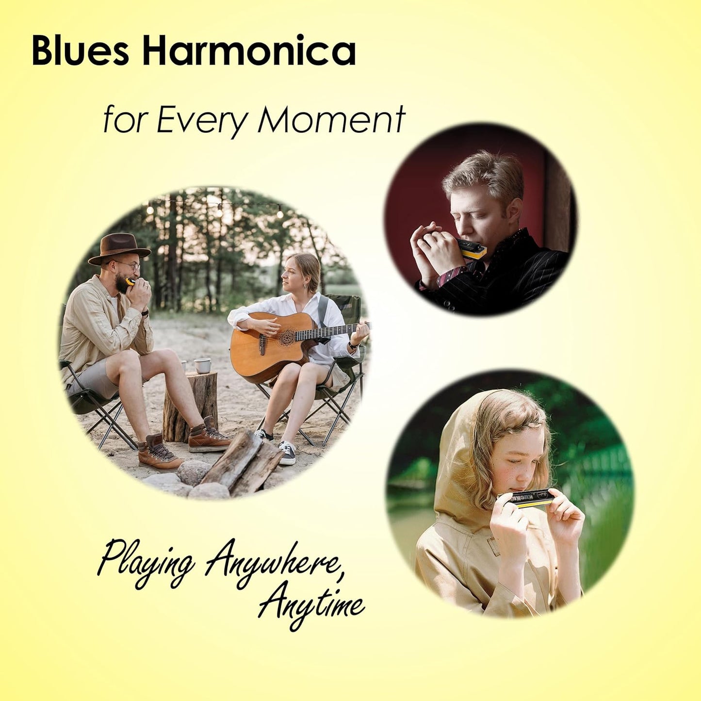 Diatonic Harmonica of B flat Key,Blues Mouth Organ 10 Hole 20 Tones, Reed of Phosphor Bronze, ABS Combo, Easy-Clean Cover,10 Hole Blues Harp for Adult, Beginner