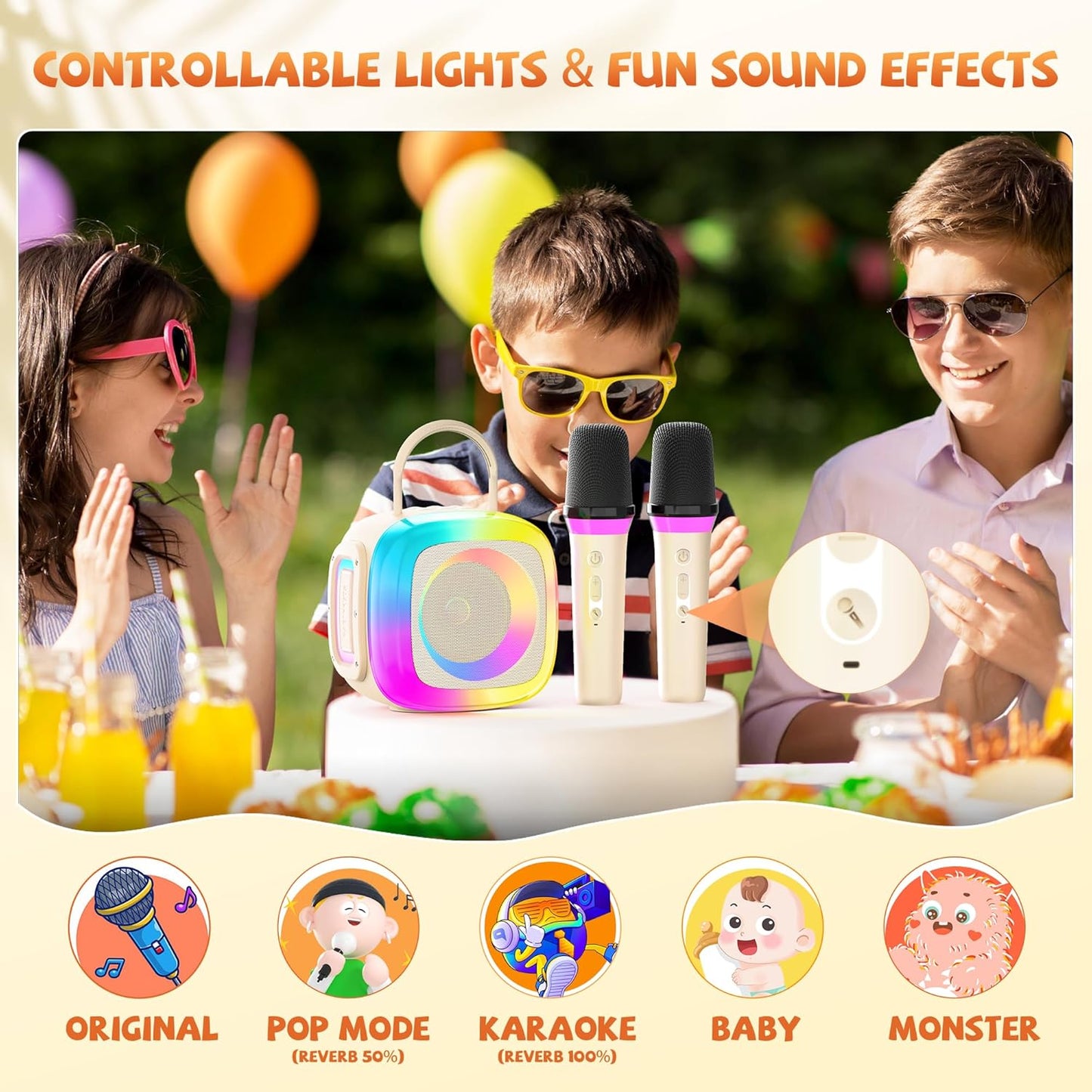 Mini Karaoke Machine for Kids Adults: Portable Bluetooth Speaker with 2 Wireless Mics for Home Party - Singing Karaoke Birthday Gift for Girls Boys 4 5 6 7 8 9 10 11 12+ Years Old Family Party