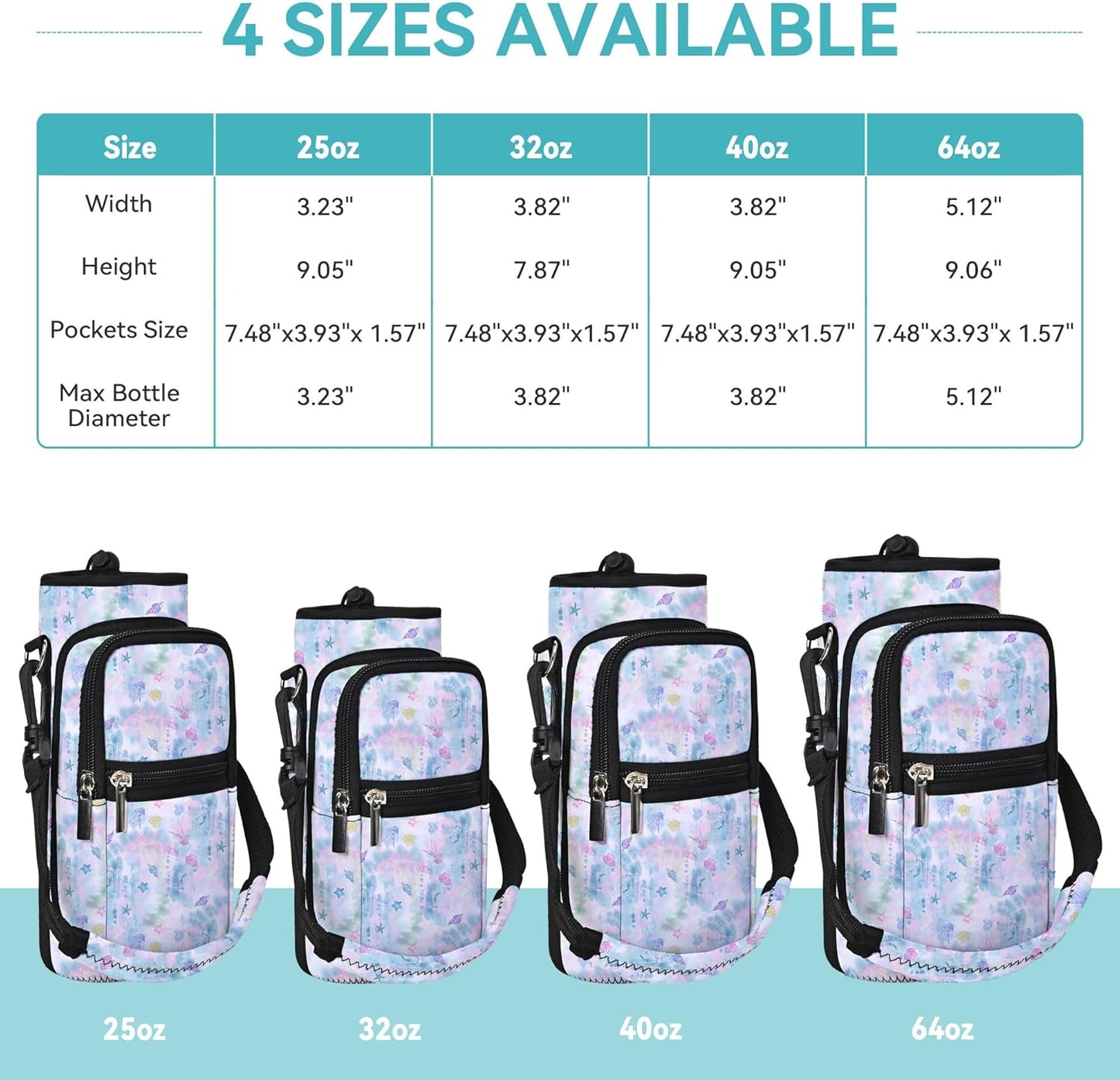 AUPET Water Bottle Sling Bag Sleeve Holder Carrier 25/32/40/64 oz,Insulated Crossbody Water Bottle Case Cover with Strap and Pockets for Men/Women Walking Hiking