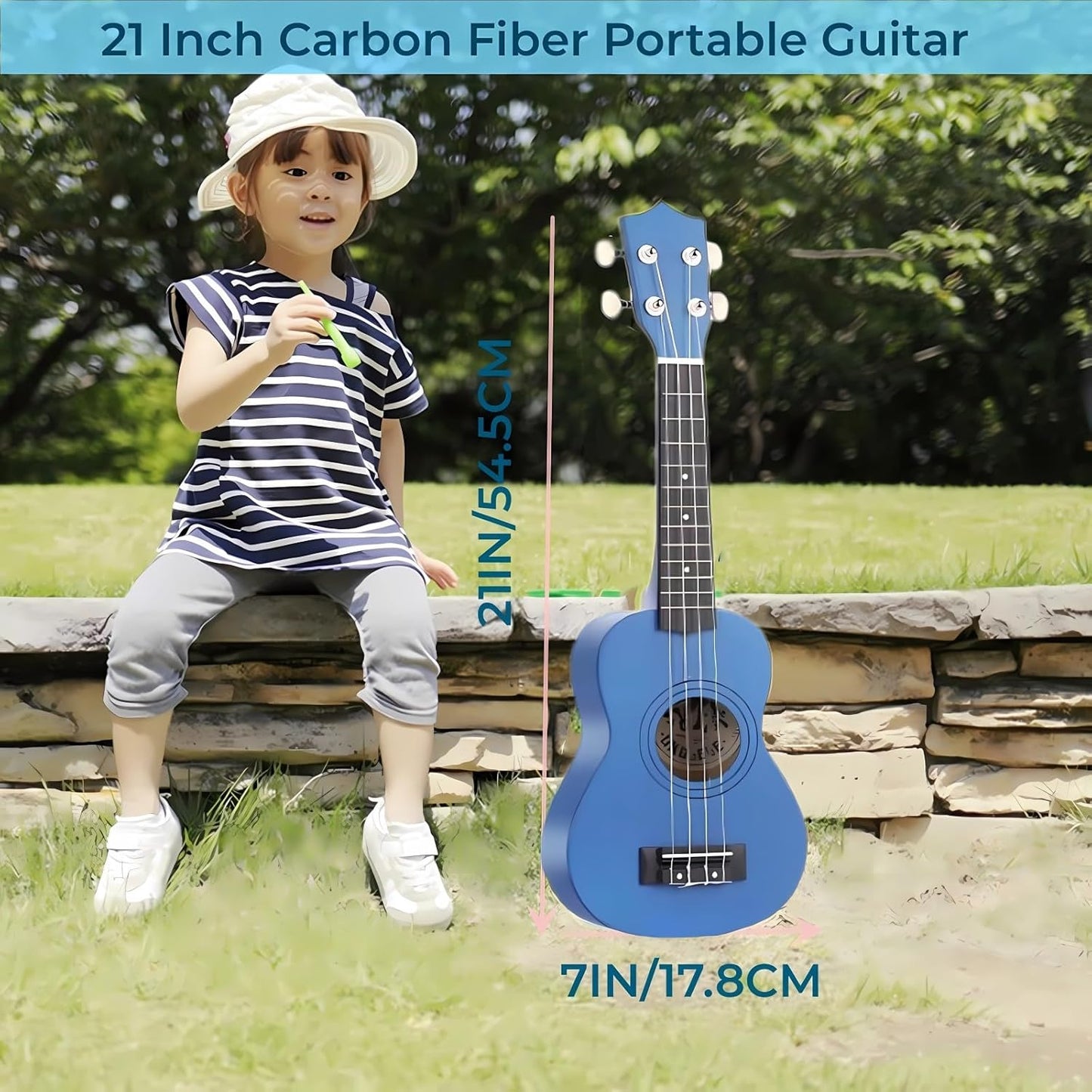 21 Inch Wooden Kids Toddler Child Children Acoustic Guitar Musical Instruments Ideal for 3-9 Year Old Boys Girls Gifts (Blue)