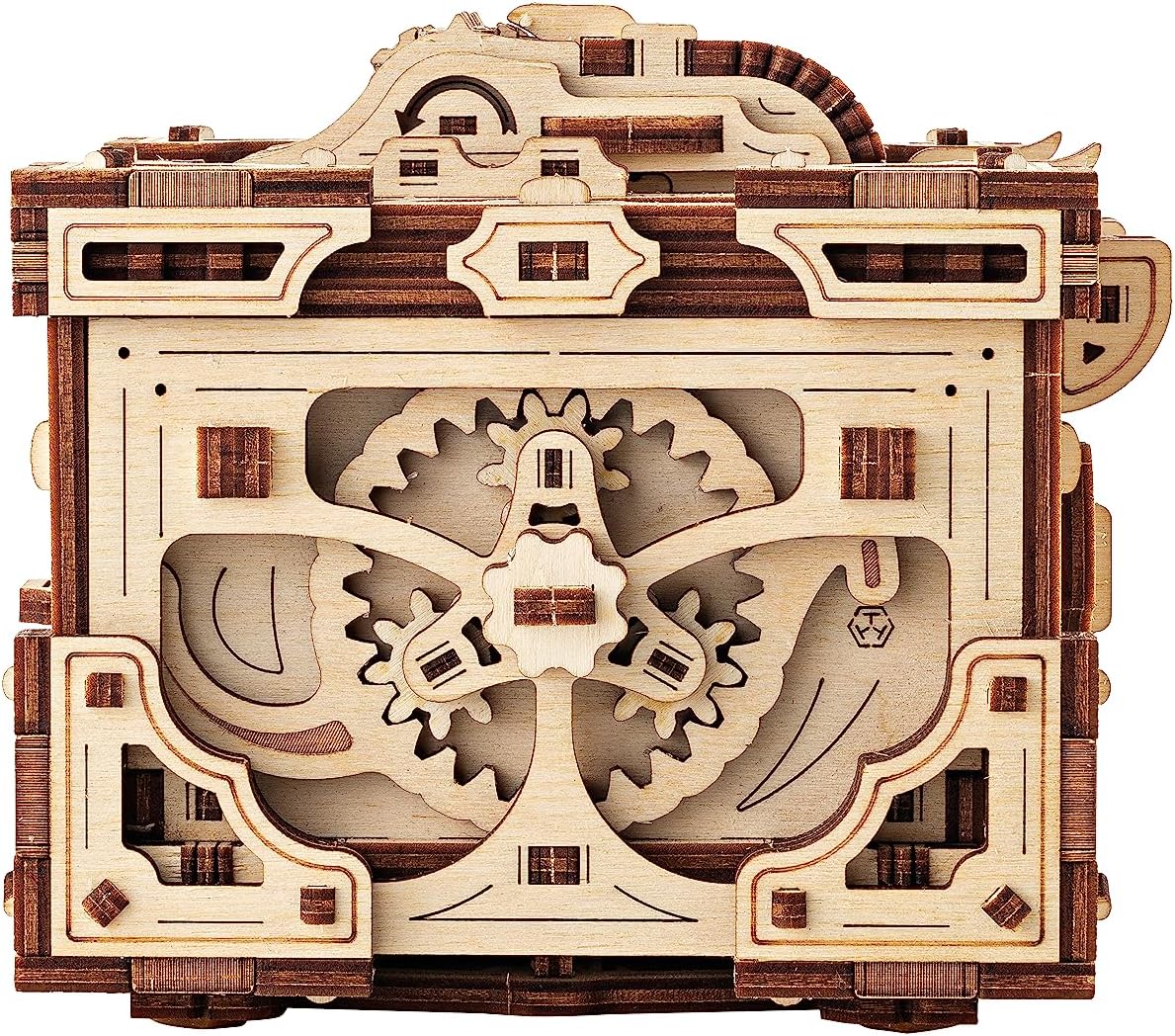 Wood Trick Enigma Chest Lock Puzzle Box Wooden 3D Puzzles for Adults and Kids to Build - Engineering DIY Project Mechanical Model Kits for Adults Wooden Models