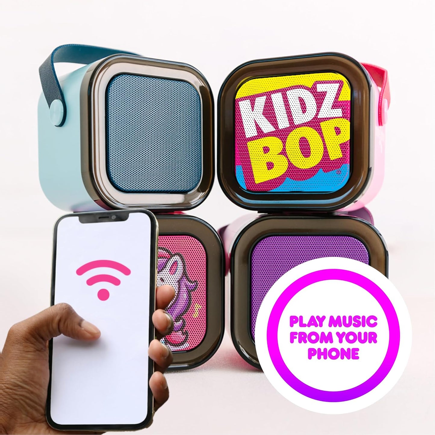 Move2Play, Kidz Bop Mini Karaoke Machine for Kids | Official Kidz Bop Merchandise | 2 Microphones | Connect with Bluetooth | 3, 4, 5, 6, 7+ Year Old Gift | Toy for Girls, Boys, & Toddler